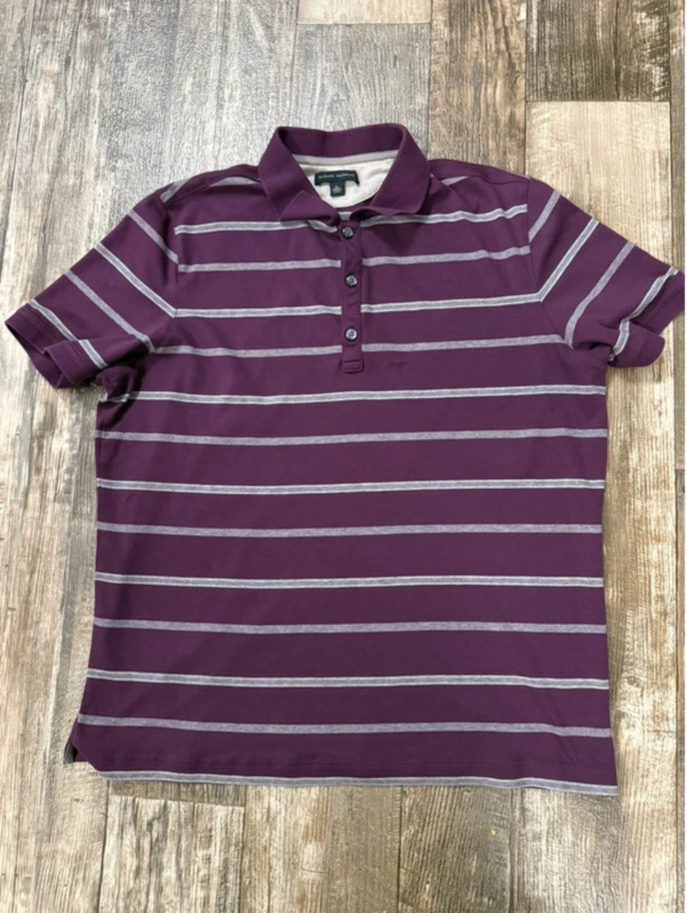 Banana Republic Men’s XL Purple Gray Striped Polo Shirt Short Sleeve